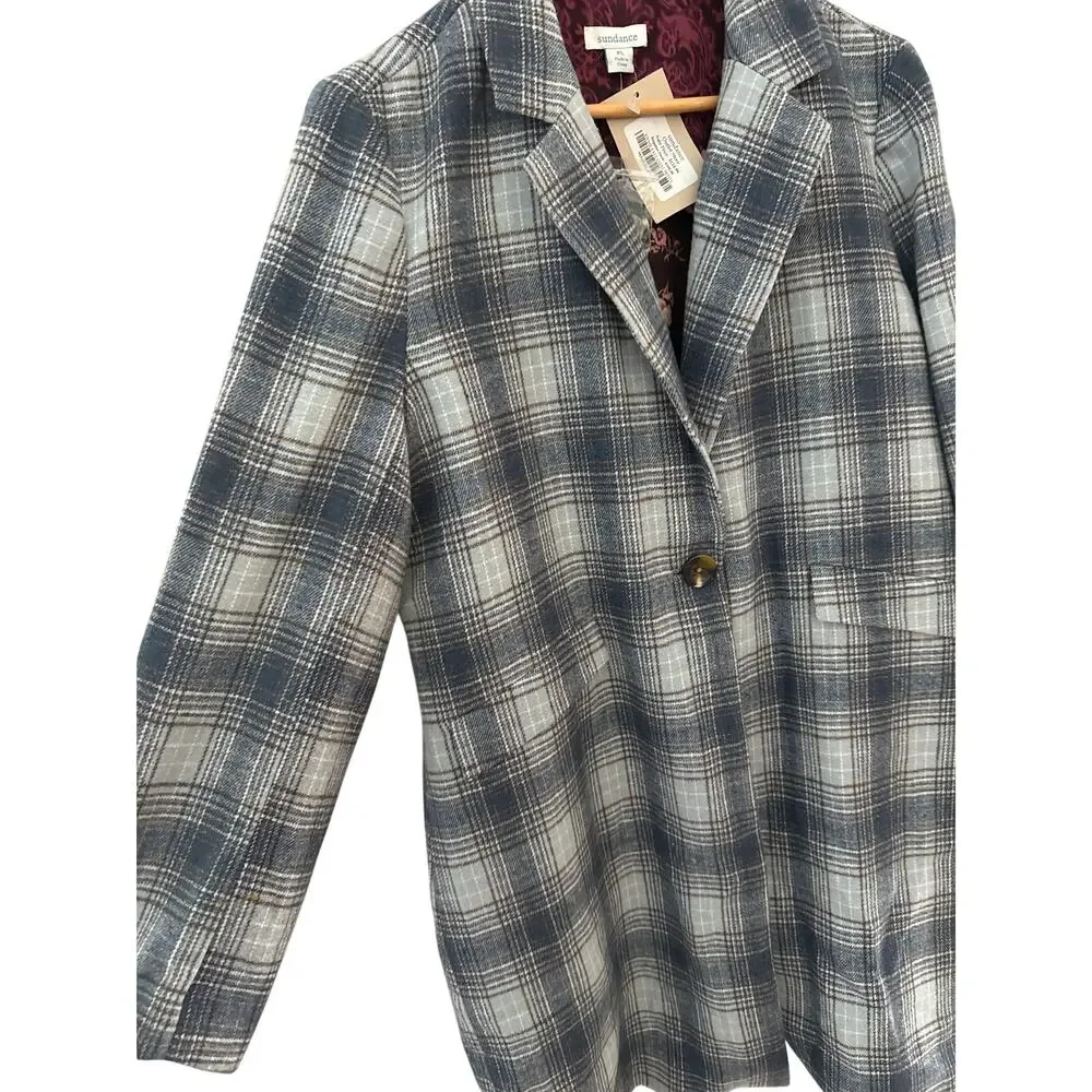 Sundance Annie Fall Plaid Long‎ Coat Multicolor Size Large Petite